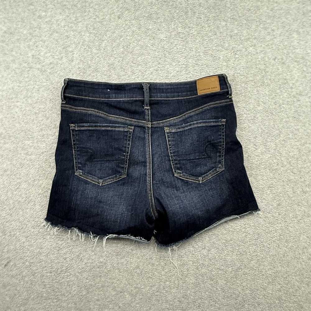 American Eagle Shorts 10 Dark Wash High Rise Shortie‎ Blue Distressed Stretch